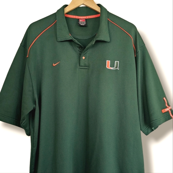 Nike Team Polo UM Miami Hurricanes Size XXL Green Orange Coaches Collared Shirt - Picture 5 of 12